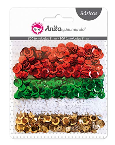 Gehen Sie und Ihre Welt 37056299 1000 Stück Weihnachtspailletten, 3 Farben Weihnachten 8 mm und Pailletten 10 mm Schneeflocken Basic Linie Scrapbooking von Anita y Su Mundo