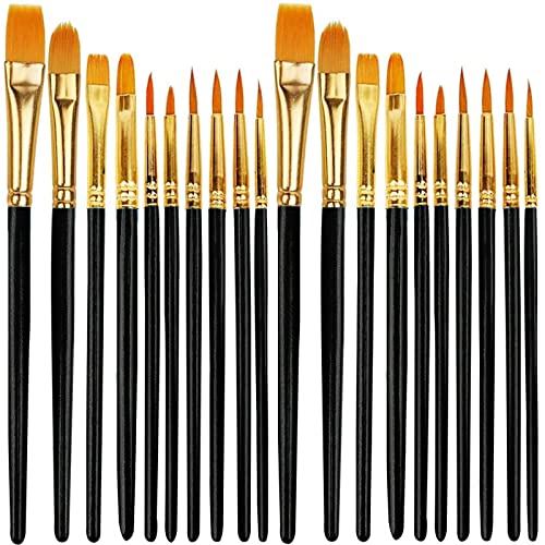 20 Stück Pinselset, Acrylfarbe Pinsel für Kinder Aquarell, Acrylfarbe und Ölgemälde Geeignet für Anfänge Kinder Künstler für Dekorationen, Modelle, Figuren, Nail Art (Schwarz) von Aniyoo