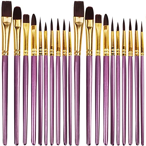 20 Stück Pinselset, Acrylfarbe Pinsel für Kinder Aquarell, Acrylfarbe und Ölgemälde Geeignet für Anfänge Kinder Künstler für Dekorationen, Modelle, Figuren, Nail Art (Violett) von Aniyoo