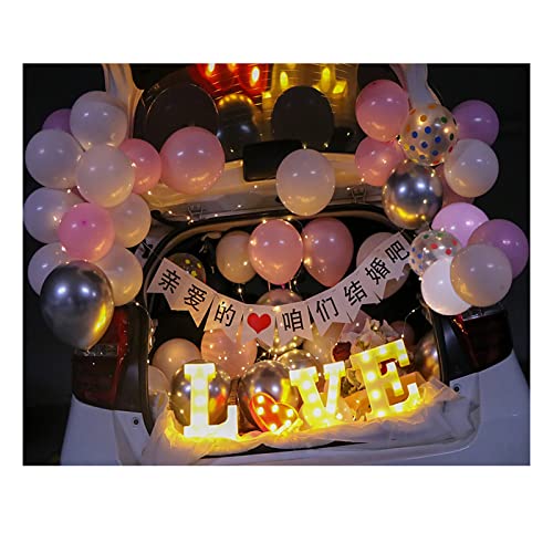 44-teiliges Ballon-Set für Antrag, Party, Geständnis, Ballon-Dekoration, Kofferraum-Überraschungsballon-Set, mit 5 m Lichterkette, Inflator, Klebepunktband (B) von Anjing