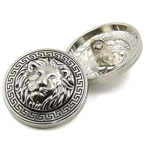 Anjing Schaftknopf Löwenkopf, Metall, geprägt, Anzug, Shirt, DIY, 10 Stück, silber, 15 mm von Anjing