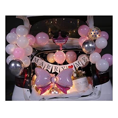 Ballon-Set für Antrag, Party-Beichte, Ballon-Dekoration, Kofferraum-Überraschungsballon-Set, mit 5 m Lichterkette, Inflator, Klebepunktband (C) von Anjing