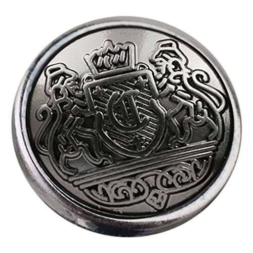 British Style Metal Shank Button Löwe Kopf für Suit Coat Nähen Knöpfe 12, Gun Black, 25 mm von Anjing