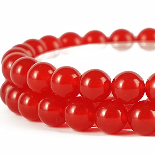 10MM Naturstein-Perlen, Rund, Lose Perlen, Edelstein für die Schmuckherstellung Mit Kristall-Stretch-Schnur (Red Chalcedony, 35 Stück) von Anjpuy