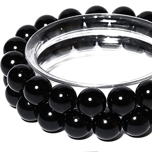 Perles Obsidienne Noire Naturelles de 8mm pour Bijoux - Perles Pierre Naturelles Ronde avec Trou de 1mm pour Bracelets et Colliers von Anjpuy