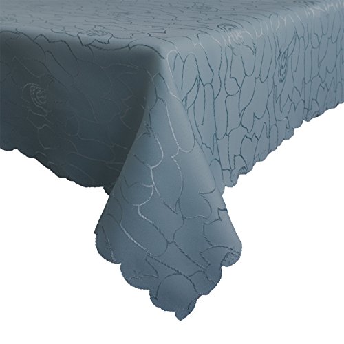 Damast Tischdecke 130x320cm Tischtuch Tischwäsche Tafeltuch Jacquard Oval Silver (Antikgrün) von Anka Textil