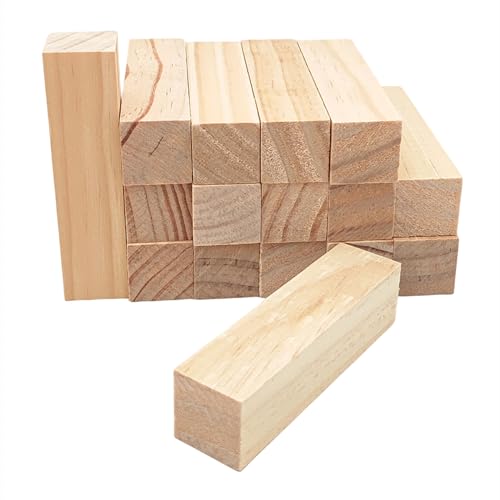 16 Stück Unfertige Holzschnitzblöcke, 10 x 2,5 x 2,5 cm Rechteckige Holzwürfel für Handwerk, Whittling Holz Blank Blocks für Holzschnitzen von Anktily