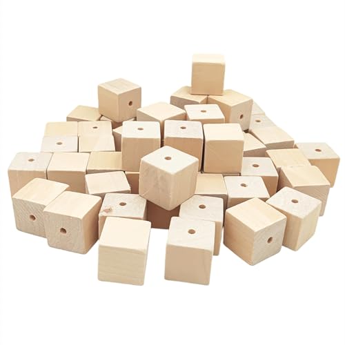 Anktily Holzwürfel mit Löchern, 2,5 cm/50 Stück, unlackierte quadratische Holzperlen, Blöcke, natürlich, blanko, Holzwürfel für DIY Handwerk Anktily Holzwürfel mit Löchern, 2,5 cm/50 Stück, unlackierte quadratische Holzperlen, Blöcke, natürlich, blanko, Holzwürfel für DIY Handwerk von Anktily