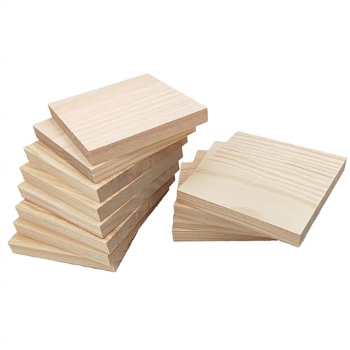 Unlackierte quadratische Holzblöcke zum Basteln, 12 x 12 x 1,5 cm, blanko, Kiefernholzbretter für Holzschnitzerei, DIY-Holzuntersetzer, Malen und Brennen, 12 Stück von Anktily