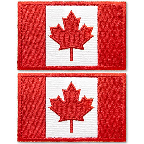 Anley Tactical Canadian Flag Embroidered Patch (2er-Pack) - 5,2 x 3,1 cm, kanadische Flagge kann aufgenäht Werden-Emblems mit Schlaufen und Haken können an Kleidung und Ausrüstung befestigt Werden von Anley