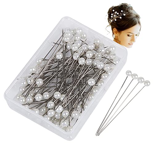 100 STÜCKE Pin Stecknadel Blumennadeln, Dekonadeln Mit Perlkopf, Diamant Blumenstrauß Pins, Perlenkopfnadeln Gerade, Stecknadeln Lang Mit Box, Perlkopfnadeln Für Nähen Schmuck Handwerk Dekoration von Anloximt