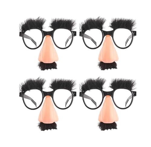 Anloximt 4Pack Brille mit Nase Schnurrbart Verkleidungsbrille mit lustiger Nase große Nase Brille Favors für Halloween Geburtstagspartys Kostü von Anloximt