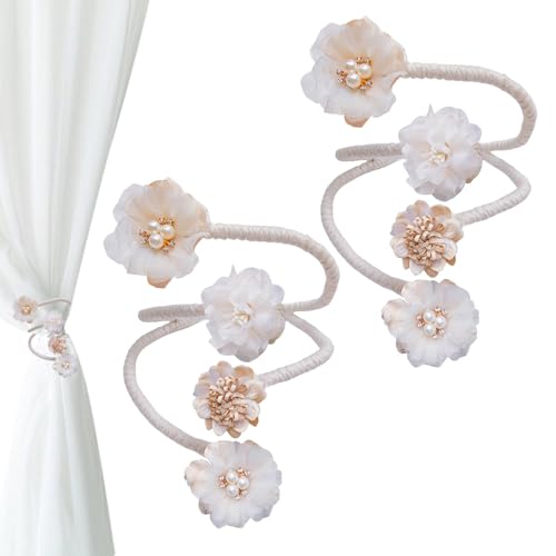 Anloximt Blumen-Fensterhalter, Blumen-Fenster-Raffhalter | 2X Blumen-Fensterhalter - Flexible Raffhalter-Clips, kreative dekorative Raffhalter, Elegante Raffhalter-Clips für den Außenbereich und den von Anloximt