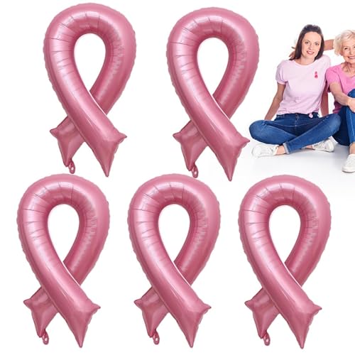 Anloximt Brustkrebs-Ballons,Brustkrebs-Bewusstseinsband, 5 Stück Party-Geschenk-Luftballons | Rosa Accessoires zur Brustkrebsaufklärung, Großartikel zur Brustkrebsaufklärung, Brustkrebsdekorationen von Anloximt