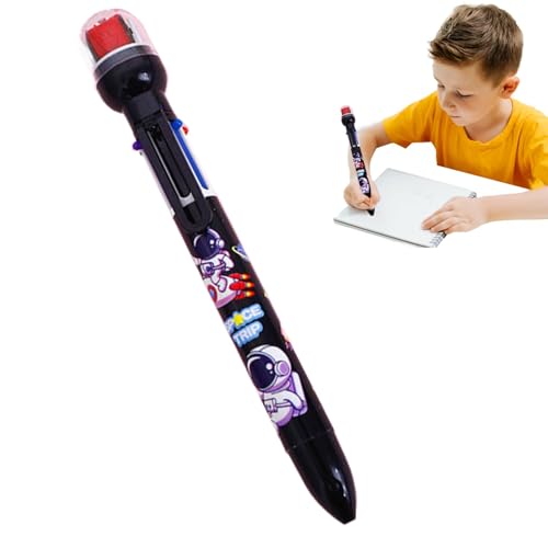 Anloximt Farbige Kugelschreiber,Mehrfarbige Kugelschreiber | Cartoon Astronaut 6-in-1 Kugelschreiber | Press Type Smooth Writing Pens Schulbedarf für Schüler, Kinder, Kinder von Anloximt