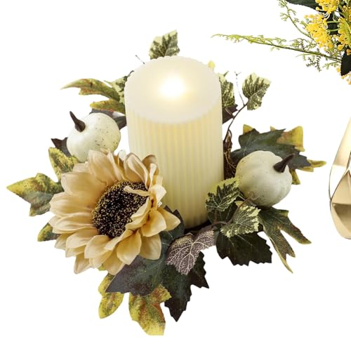 Anloximt Kerzenkranz,Adventskranz Kerzenhalter, Thanksgiving-Kerzenhalter-Kranz, Dekorationen, Kerzenkränze, Thanksgiving-künstliche Blumendekoration für Tischdekoration von Anloximt