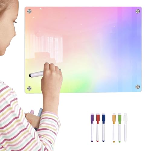 Anloximt Klare trocken abwischbare Tafel, trocken abwischbare Acryltafel | Flexibler Kühlschrankmagnet, Acryl, buntes Notizbrett,Löschbare Kühlschrank-Notiztafel mit 6 farbigen Markern für Schule und von Anloximt