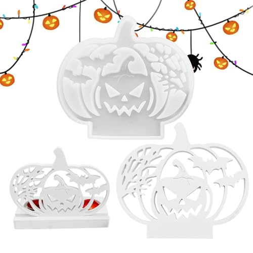 Anloximt -Silikonform, formen,3D-Kerzenständerformen Halloween-formen | Handgefertigte wiederverwendbare Schokoladenform, Epoxidharz-Gussformen für Desktop-Heimdekoration von Anloximt