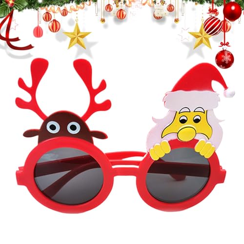 Anloximt Weihnachts-Sonnenbrille, Weihnachts-Glitzerbrille - Niedliche Weihnachtsmann-Rentier-Weihnachtsbaummütze, Weihnachtsbrille,Weihnachtsdekoration, Fotokabinen-Requisiten, Kostümzubehör von Anloximt