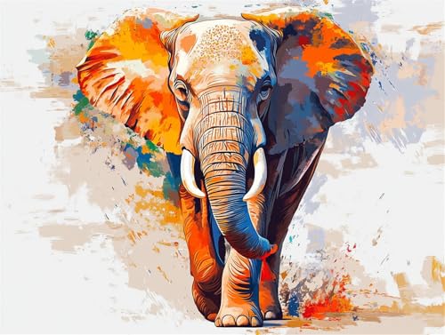 Malen Nach Zahlen Erwachsene Elefant Malen Nach Zahlen Farbe Paint by Numbers Anfänger kinder,DIY Handgemalt Ölgemälde Leinwand Kits mit Acrylfarben Bastelset,Home Deko,Frauen Geschenk 90x120cm von Anmiong