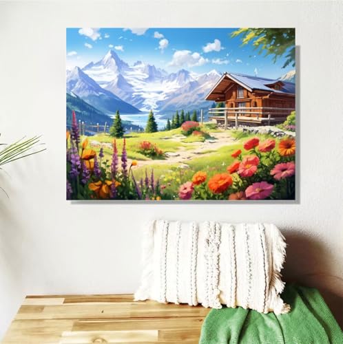 Malen Nach Zahlen Erwachsene Groß 120x90cm, Berg Malen Nach Zahlen Landschaft DIY Handgemalt Ölgemälde Leinwand Paint by Numbers Kit Mit Pinseln und Acrylfarbe Geschenke für Frauen (Mit Rahmen ) M-515 von Anmiong