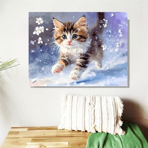 Malen Nach Zahlen Erwachsene Groß 120x90cm, Katze Malen Nach Zahlen Niedlich DIY Handgemalt Ölgemälde Leinwand Paint by Numbers Kit Mit Pinseln und Acrylfarbe Geschenke für Frauen (Mit Rahmen ) M-401 von Anmiong