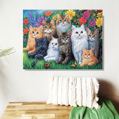 Malen Nach Zahlen Erwachsene Groß 120x90cm, Katze Malen Nach Zahlen Tier DIY Handgemalt Ölgemälde Leinwand Paint by Numbers Kit Mit Pinseln und Acrylfarbe Geschenke für Frauen (Mit Rahmen ) M-367 von Anmiong