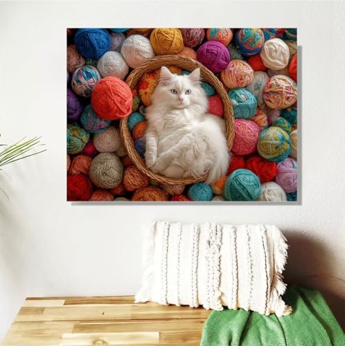 Malen Nach Zahlen Erwachsene Groß 120x90cm, Katze Malen Nach Zahlen Tier DIY Handgemalt Ölgemälde Leinwand Paint by Numbers Kit Mit Pinseln und Acrylfarbe Geschenke für Frauen (Mit Rahmen ) M-375 von Anmiong