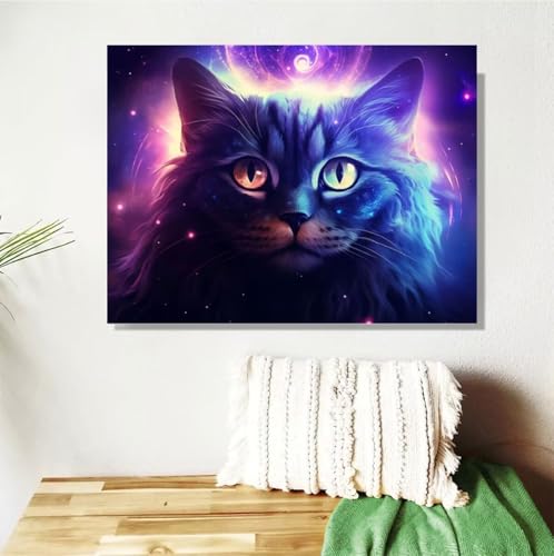 Malen Nach Zahlen Erwachsene Groß 120x90cm, Katze Malen Nach Zahlen Tier DIY Handgemalt Ölgemälde Leinwand Paint by Numbers Kit Mit Pinseln und Acrylfarbe Geschenke für Frauen (Mit Rahmen ) M-381 von Anmiong