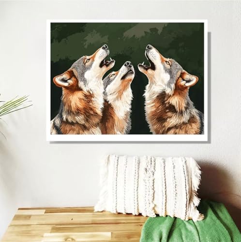 Malen Nach Zahlen Erwachsene Groß 120x90cm, Wolf Malen Nach Zahlen Tier DIY Handgemalt Ölgemälde Leinwand Paint by Numbers Kit Mit Pinseln und Acrylfarbe Geschenke für Frauen (Mit Rahmen ) M-326 von Anmiong