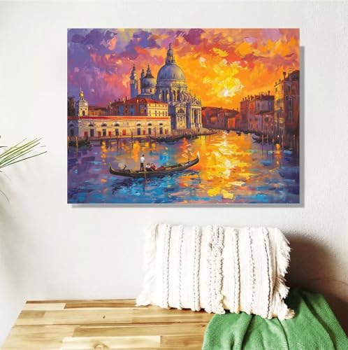 Malen Nach Zahlen Erwachsene Groß 120x90cm,Sonnenuntergang Malen Nach Zahlen Landschaft DIY Handgemalt Ölgemälde Leinwand Paint by Numbers Kit ,Pinseln Acrylfarbe Geschenke für Frauen Mit Rahmen M-347 von Anmiong