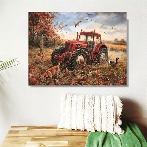 Malen Nach Zahlen Erwachsene Herbst Malen Nach Zahlen Auto Paint by Numbers DIY Handgemalt Ölgemälde Leinwand Bastelset Kit mit 3-Pinseln und Acrylfarben, Zimmer Deko Geschenk 50x70cm Mit Rahmen M-454 von Anmiong