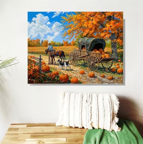 Malen Nach Zahlen Erwachsene Herbst Malen Nach Zahlen Baum Paint by Numbers für Anfänger,DIY Handgemalt Ölgemälde Leinwand Kit mit Pinseln Acrylfarben Bastelset,Home Wand Dekor Geschenk 80x100cm M-485 von Anmiong