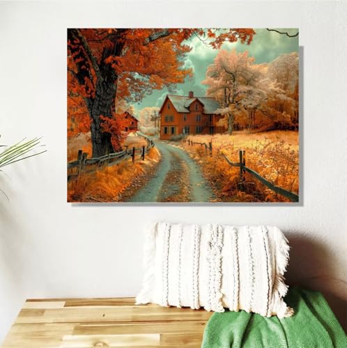 Malen Nach Zahlen Erwachsene Herbst Malen Nach Zahlen Baum Paint by Numbers für Anfänger,DIY Handgemalt Ölgemälde Leinwand Kit mit Pinseln Acrylfarben Bastelset,Home Wand Dekor Geschenk 80x100cm M-484 von Anmiong