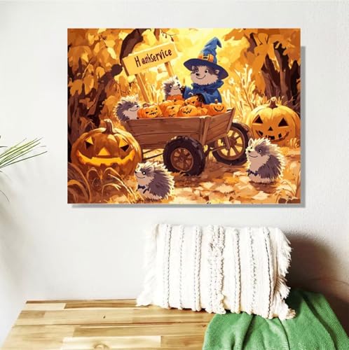 Malen Nach Zahlen Erwachsene Herbst Malen Nach Zahlen Halloween Paint by Numbers für Anfänger,DIY Handgemalt Ölgemälde Leinwand Kit,Pinseln Acrylfarben Bastelset,Home Wand Dekor Geschenk 30x40cm M-486 von Anmiong