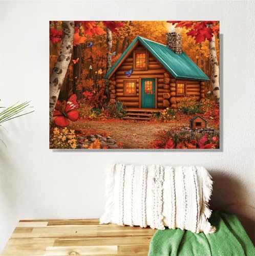 Malen Nach Zahlen Erwachsene Herbst Malen Nach Zahlen Schmetterling Paint by Numbers DIY Handgemalt Ölgemälde Leinwand Bastelset Kit mit Pinseln Acrylfarben,Zimmer Deko Gifts 50x70cm Mit Rahmen M-470 von Anmiong