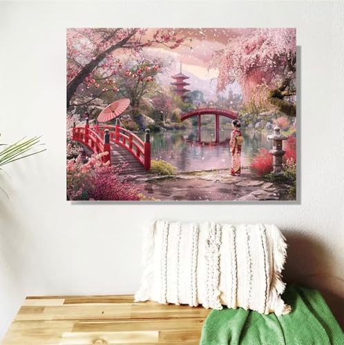 Malen Nach Zahlen Erwachsene Japan Malen Nach Zahlen Mädchen Paint by Numbers für Anfänger,DIY Handgemalt Ölgemälde Leinwand Kit,Pinseln Acrylfarben Bastelset,Home Wand Dekor Geschenk 80x100cm M-500 von Anmiong