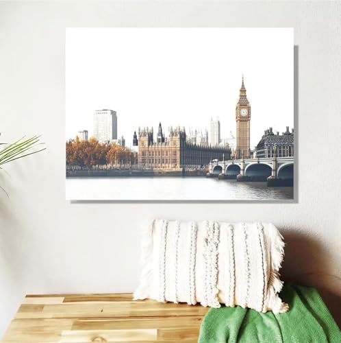 Malen Nach Zahlen Erwachsene London Malen Nach Zahlen Landschaft Paint by Numbers DIY Handgemalt Ölgemälde Leinwand Bastelset Kit mit Pinseln Acrylfarben,Zimmer Deko Geschenk 50x70cm Mit Rahmen M-342 von Anmiong