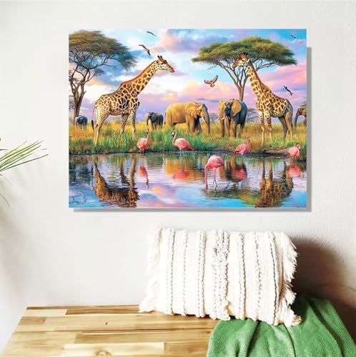 Malen Nach Zahlen Erwachsene Tier Malen Nach Zahlen Giraffe Paint by Numbers für Anfänger,DIY Handgemalt Ölgemälde Leinwand Kit,Pinseln Acrylfarben Bastelset,Home Wand Dekor Geschenk 80x100cm M-127 von Anmiong