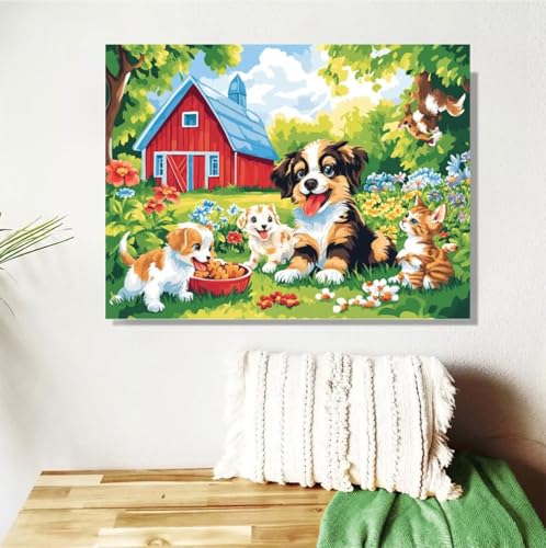 Malen Nach Zahlen Erwachsene Tier Malen Nach Zahlen Hund Paint by Numbers für Anfänger, DIY Handgemalt Ölgemälde Leinwand Kit mit Pinseln Acrylfarben Bastelset, Home Wand Dekor Geschenk 80x100cm M-73 von Anmiong