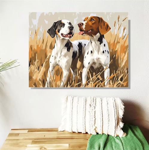 Malen Nach Zahlen Erwachsene Tier Malen Nach Zahlen Hund Paint by Numbers für Anfänger, DIY Handgemalt Ölgemälde Leinwand Kit mit Pinseln Acrylfarben Bastelset, Home Wand Dekor Geschenk 80x100cm M-71 von Anmiong