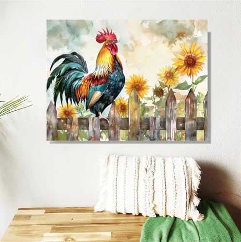 Malen Nach Zahlen Erwachsene Tier Malen Nach Zahlen Sonnenblume Paint by Numbers DIY Handgemalt Ölgemälde Leinwand Bastelset Kit mit Pinseln Acrylfarben,Zimmer Deko Geschenk 50x70cm Mit Rahmen M-119 von Anmiong