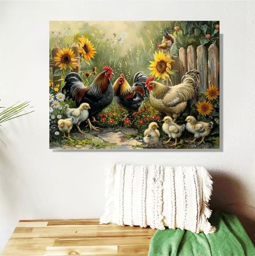 Malen Nach Zahlen Erwachsene Tier Malen Nach Zahlen Sonnenblume Paint by Numbers DIY Handgemalt Ölgemälde Leinwand Bastelset Kit mit Pinseln Acrylfarben,Zimmer Deko Geschenk 50x70cm Mit Rahmen M-122 von Anmiong