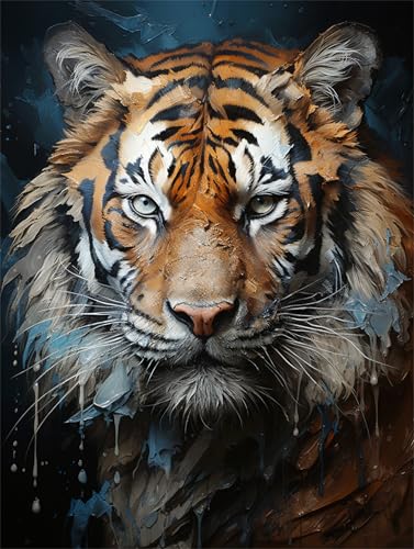 Malen Nach Zahlen Erwachsene Tier Malen Nach Zahlen Tiger Paint by Numbers Anfänger kinder, DIY Handgemalt Ölgemälde Leinwand Kits mit Pinseln Acrylfarben Bastelset, Home Deko, Frauen Geschenk 50x70cm von Anmiong