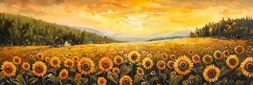 Malen Nach Zahlen Sonnenblume Sonnenuntergang Malen Nach Zahlen Kinder Anfänger,Malen-Nach-Zahlen ab 9 Jahre Mädchen Geschenke,Ölgemälde Set Pinseln Acrylpigment Leinwan,Wanddeko Wohnzimme 100x300cm von Anmiong