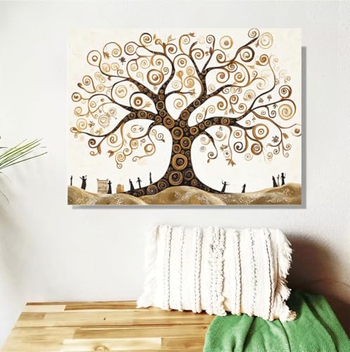 Malen Nach Zahlen ab 7 8 9 Jahre Mädchen,Baum des Lebens Malen Nach Zahlen Erwachsene Kinder,60x80cm Malen-Nach-Zahlen Abstrakt Faltenfreie Leinwand Ölgemälde Kit,Kreatives Geschenk Mit Rahmen M-518 von Anmiong