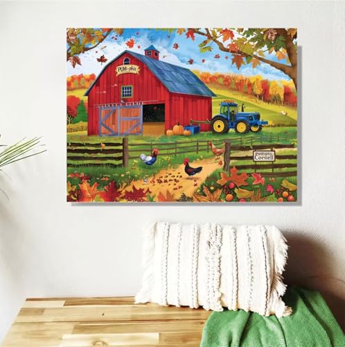 Malen Nach Zahlen ab 7 8 9 Jahre Mädchen,Herbst Malen Nach Zahlen Erwachsene Kinder und Anfänger,20x30cm Malen-Nach-Zahlen Hahn Faltenfreie Leinwand Ölgemälde Kit,kreatives Geschenk (Mit Rahmen) M-467 von Anmiong