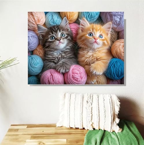 Malen Nach Zahlen ab 7 8 9 Jahre Mädchen,Katze Malen Nach Zahlen Erwachsene Kinder Anfänger,20x30cm Malen-Nach-Zahlen Niedlich Faltenfreie Leinwand Ölgemälde Kit,Kreatives Geschenk Mit Rahmen M-402 von Anmiong