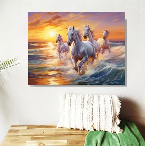 Malen Nach Zahlen ab 7 8 9 Jahre Mädchen,Pferd Malen Nach Zahlen Erwachsene Kinder Anfänger,60x80cm Malen-Nach-Zahlen animal_copy Faltenfreie Leinwand Ölgemälde Kit,Kreatives Geschenk Mit Rahmen M-360 von Anmiong