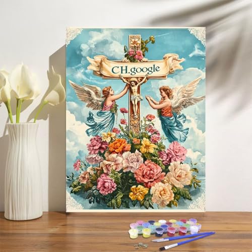 Malen Nach Zahlen ab 7 8 9 Jahre Mädchen,Religion Malen Nach Zahlen Erwachsene Kinder Anfänger,20x30cm Malen-Nach-Zahlen Engel Faltenfreie Leinwand Ölgemälde Kit,Kreatives Geschenk Mit Rahmen M-1267 von Anmiong